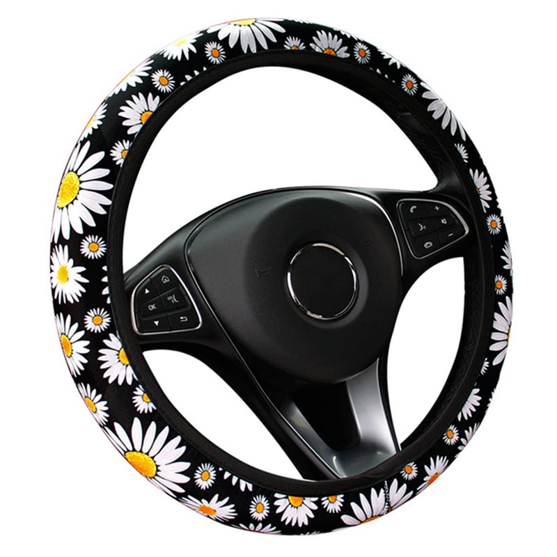 FOR U DESIGNS Sunflower Steering Wheel Cover Car Stretch Steering Wheel Covers Anti-slip for Girls Women Vehicle Accessory