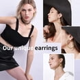 thumbnail image 3 of ChainsHouse Gold Plated Hoop Earring for Women Half Mesh Link Hypoallergenic Trendy Large Hoops, 80mm, 3 of 9