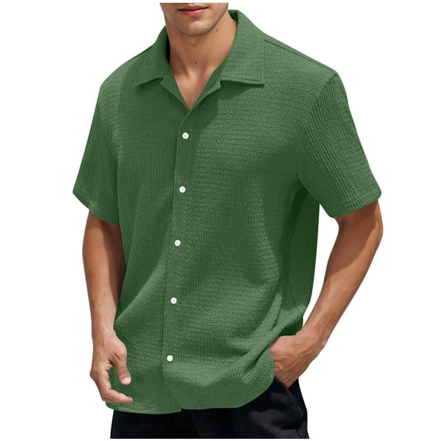 Shirts for Men Casual Short Sleeve Button Down Shirts Summer Beach Collared Shirts