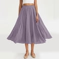 thumbnail image 2 of Bixock Women's Pleated Maxi Skirt,Casual Flared SkirtSummer Solid Color Elastic Waist Stretchy Comfortable for Vacation, 2 of 5