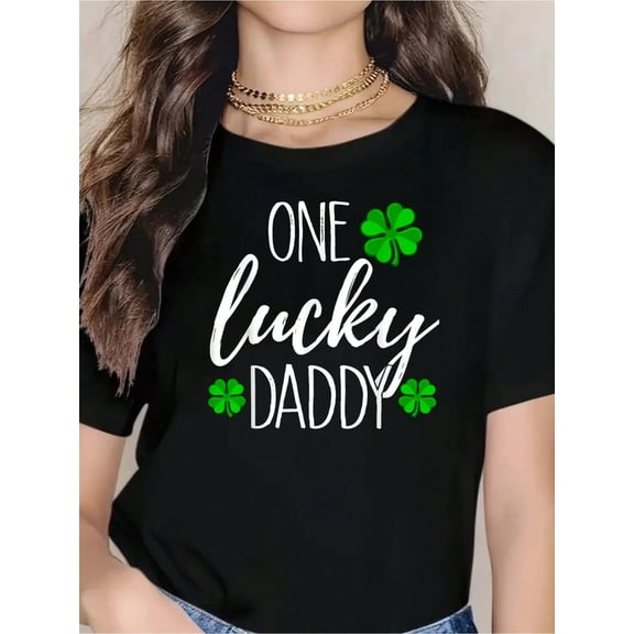 One Lucky Dad Matching St Patricks Day T Shirt T-Shirt-100% Cotton Comfortable & Breathable For Summer, Spring