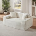 thumbnail image 3 of Leumius Cloud Sofa,2 Seater Boneless Couch with Cupholders,Upholstered Corduroy Fabric Modern Loveseat with Deep Seats for Living Room Bedroom,White, 3 of 7