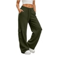 thumbnail image 5 of ClodeEU Women's Elastic Drawstring Waist Wide Leg Sweatpants ,Casual Loose Athletic Pants with Pockets Army Green,Women's Plus L, 5 of 9