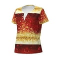 thumbnail image 5 of Fuzoiu Red Gold Glitter Print Women's V-Neck T-Shirt,Women's Short Sleeve Top, Comfortable for Work, Leisure, and Sports, 5 of 7