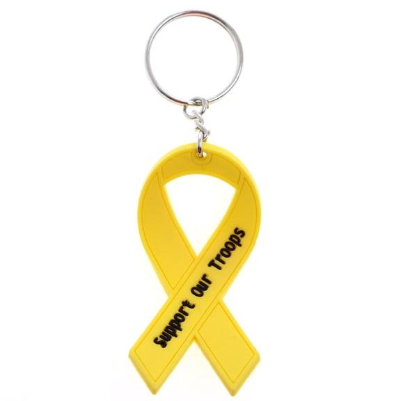 Yellow Ribbon Support Our Troops Split-Ring-Keychain Yellow/Black