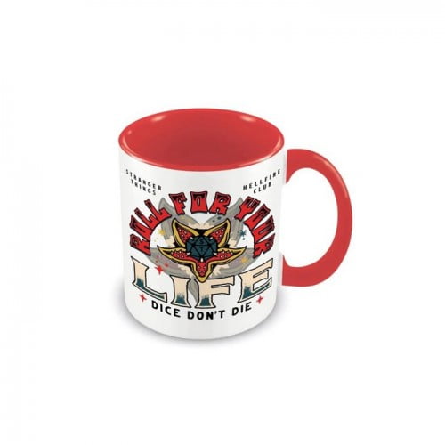 Stranger Things - Taza Roll For Your Life (Blanco, Rojo)