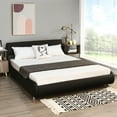 thumbnail image 2 of Costway Queen Faux Leather Upholstered Platform Bed Adjustable Headboard Black, 2 of 10