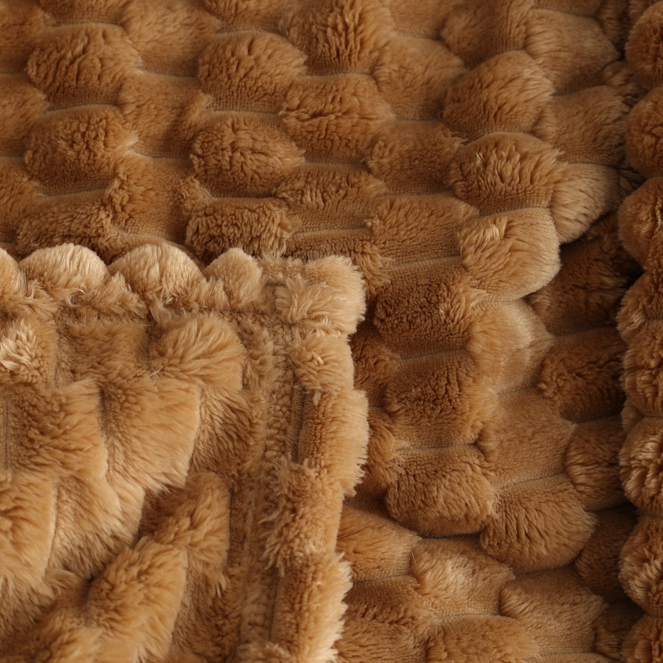 Better Homes & Gardens Textured Velvet Plush Oversized Throw Blanket in Dark Caramel