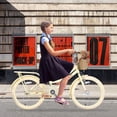 thumbnail image 6 of iRerts 20 Inch Girls Bike for 7-10 Years Old Kids, Kids Bike with Basket, Brown Leather Saddle, Coaster Brakes, Retro Style Girls Bicycle Kids Cycle Bikes, Kids Bicycle for Gifts, Yellow, 6 of 8