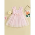 thumbnail image 2 of Hirigin Kids Baby Girl Crochet Lace Dress Sleeveless Floral Princess Dresses Fancy Gown Wedding Party Dresses 2-7 Years, 2 of 7