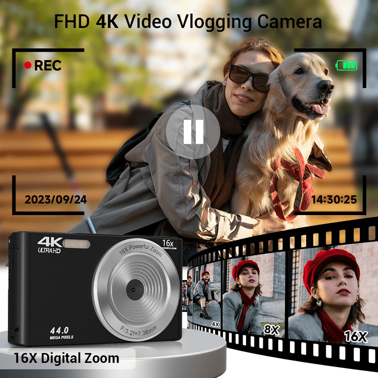 KEEPBERRY 4K Compact Digital Camera,Auto Focus 16x Zoom, 64GB