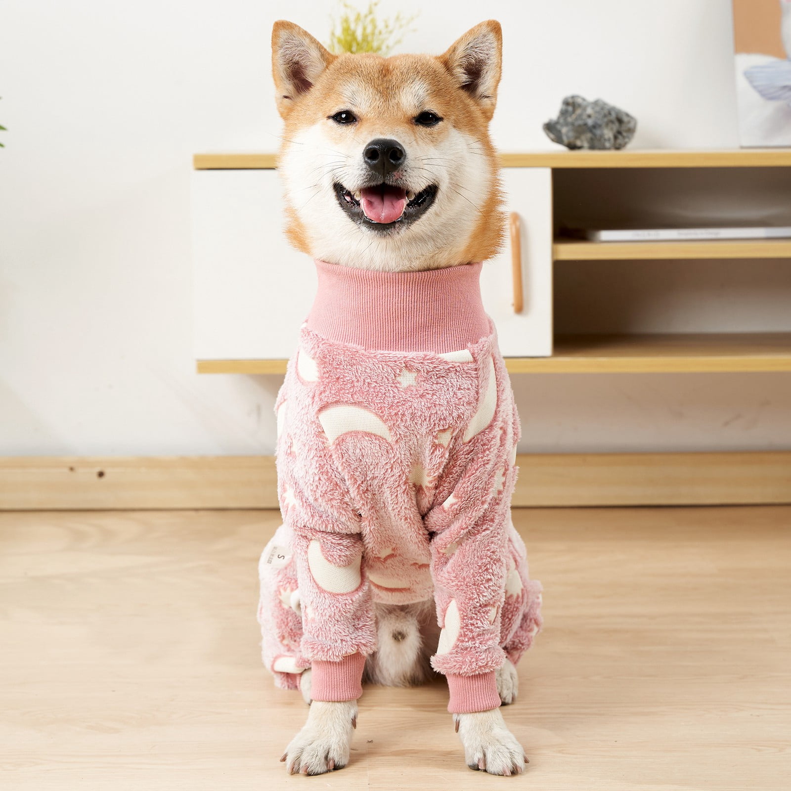 Dog Pajamas, Dog Winter Clothes for Small Dogs Girl, Lightweight Velvet Pet Jumpsuit, Glow in The Dark
