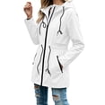 thumbnail image 6 of Womens Plus Size Rain Jacket Autumn Long Hooded Drawstring Waist Waterproof Pockets Raincoat, 6 of 7