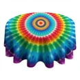 thumbnail image 4 of Colorful Tie Dye Circular Pattern Round Tablecloth 60"x60",Wrinkle Wipeable Table Cloth for Kitchen Dining Room Picnic Patio Party, 4 of 6