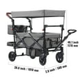 thumbnail image 4 of VEVOR Wagon Stroller for 2 Kids,Push Pull Quad Collapsible Stroller with Adjustable Handle, Encircling Harness Removable Canopy, 4 Wheels w/ Brakes, Mutifunction Tandem Stroller for Camping Dark Grey, 4 of 9