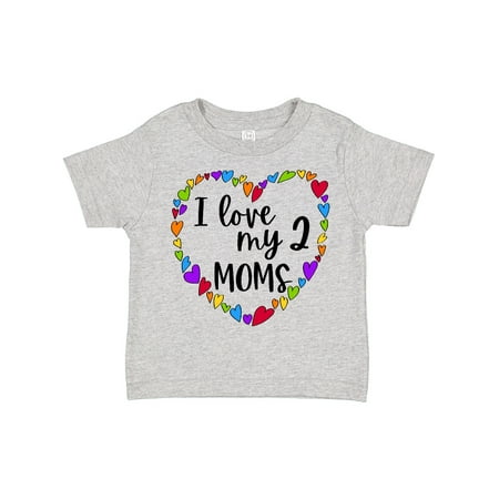 

Inktastic I Love My Two Moms- Pride Rainbow Hearts Gift Toddler Boy or Toddler Girl T-Shirt