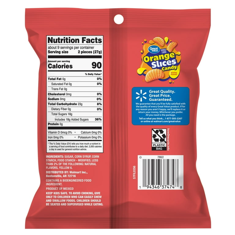 Great Value Orange Slices Chewy Candy 9 oz Tangy Citrus Flavor