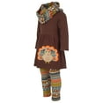 thumbnail image 2 of Girls 3 Piece Colorful Aztecan Thanksgiving Turkey Legging Set (2t/XS, Brown), 2 of 6