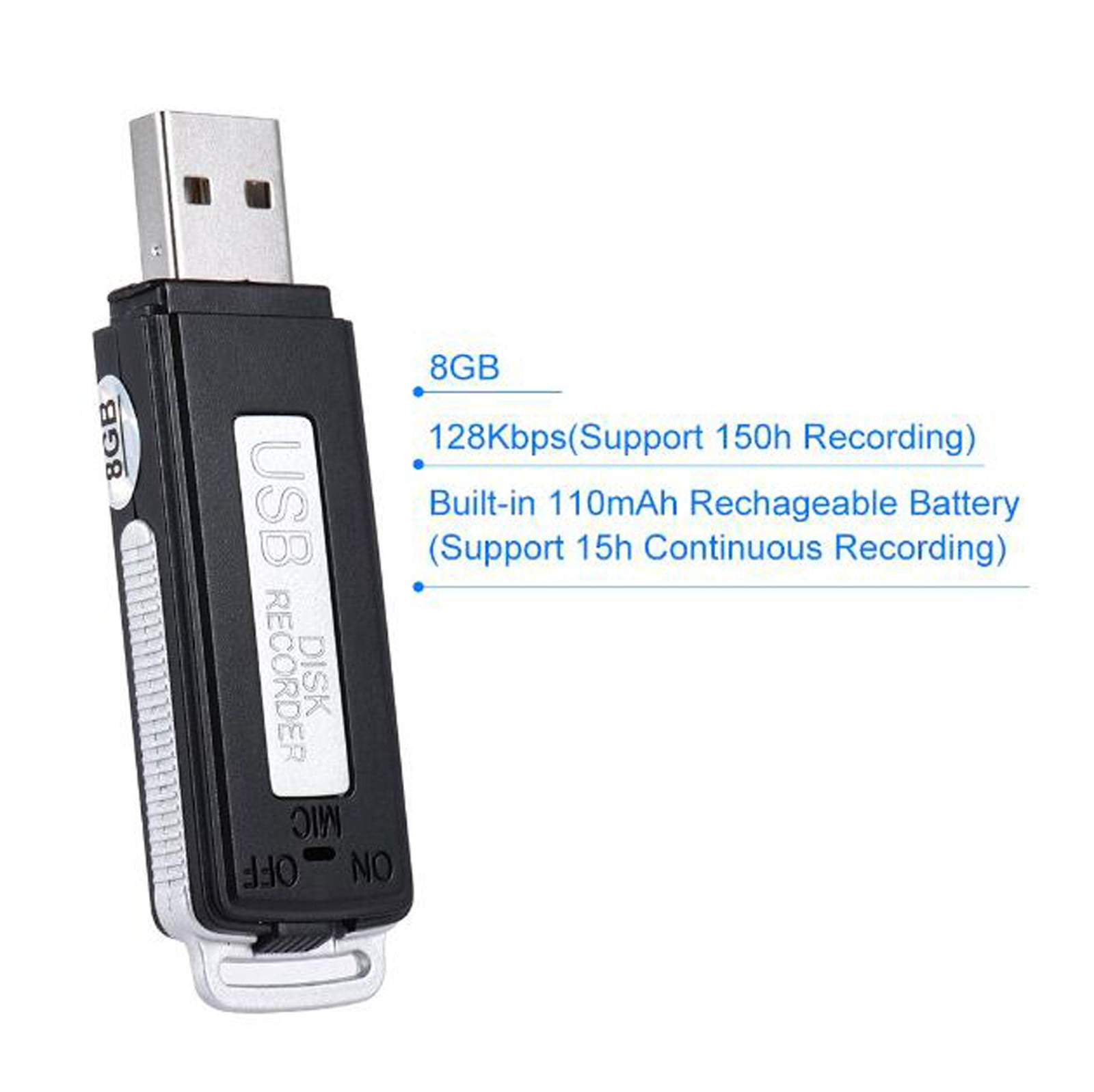 8GB Portable USB Digital Audio Voice Recorder for Smart Home and Use