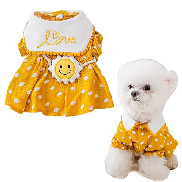 Vestido para perros Vestidos para cachorros suaves y transpirables Vestido elegante de princesa floral para mascotas con flores para perros pequeños (amarillo)