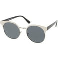thumbnail image 2 of sunglassLA Unisex Modern Horn Rimmed Colored Mirror Flat Round Lens Half Frame Sunglasses 52mm (Silver / Smoke) - 52mm, 2 of 4