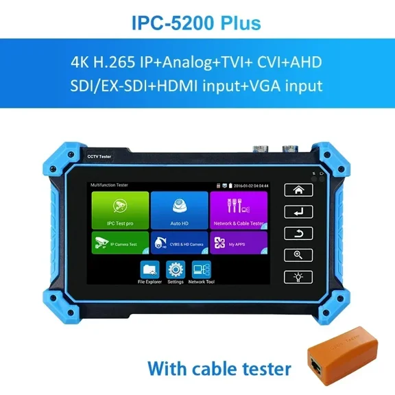 CCTV Tester IPC-5200C Plus 8MP IP CVI TVI AHD Analog 5 IN 1 VGA &amp 4K HD Input HD IP Camera Tester 5.0inch IPS Touch ,Video Surveillance Testing