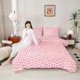 thumbnail image 4 of Homewish Geometric Plaid Grid 2pcs Bedding Comforter Set For Kids Boys Girls,Love Heart Print Twin Comforter Sets,Abstract Minimalist Breathable Bedding Set,Lightweight Room Decor,Reversible, 4 of 8