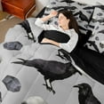 thumbnail image 4 of Manfei Gothic Skull 7pcs Bedding Comforter Set,Black Crow Queen Bedding Sets Super Cozy,Happy Halloween Queen Sheet Sets,Ultra Soft Gothic Room Decor,Reversible, 4 of 7