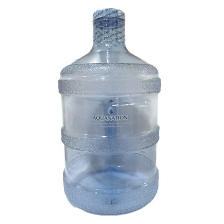 AquaNation 1 Gallon BPA FREE Reusable FDA Grade Chemical Free Plastic Drinking Water Big Mouth Bottle Jug Container with Holder Drinking Canteen (Light