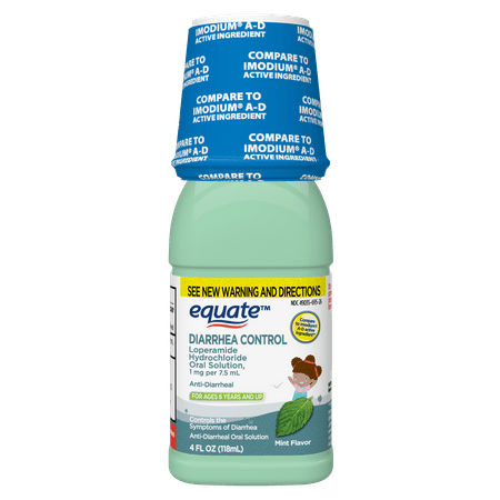 Equate Children's Diarrhea Control Loperamide Hydrochloride Oral Solution, 1 mg, Mint Flavor, Ages 6 Years and Up, 4 fl oz, Compare to Immodium® A-D Active Ingredient