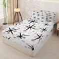 thumbnail image 3 of Castle Fairy Mid Century Atomic Star Zipper Queen Comforter Set with Fitted Sheet and 2 Pillowcases,Abstract Round Dot Zipper Bedding Set,Taupe Gray White,Reversible, 3 of 7