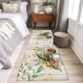 thumbnail image 5 of Mushroom Frog Large Area Rugs for Bedroom Living Room, Non Slip Carpet Bedside Rug, Flowers Butterfly Green Coffee White Wood Rectangular Floor Cover Kitchen Accent Rug 2'x6' for Dining Room/Office, 5 of 9
