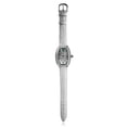 thumbnail image 3 of Swiss Tradition Tonneau Crystal Accented White Leather Strap Watch, 3 of 5