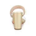 thumbnail image 2 of BLISSFUL STEP Women's Rhiness Heel Block Heels Slide Sandals Gold 7, 2 of 8