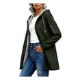 thumbnail image 5 of Sevevn Rain Jacket Women Striped Lined Hooded Lightweight Raincoat Outdoor Waterproof Windbreaker Green 2XL, 5 of 9