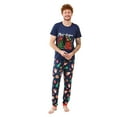 thumbnail image 3 of Odeerbi Christmas Pajamas for Family Holiday Short Sleeve Family Christmas Pajamas Matching Sets Dad Casual Print Top with Bottom Outfits Home Wear Sleepwear Family Matching PJs Set Blue, 3 of 7