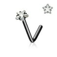 thumbnail image 3 of Nose Ring Stud L Bend Shape Surgical Steel Screw Star CZ Gem 1pc 20G 18G 6MM, 3 of 5