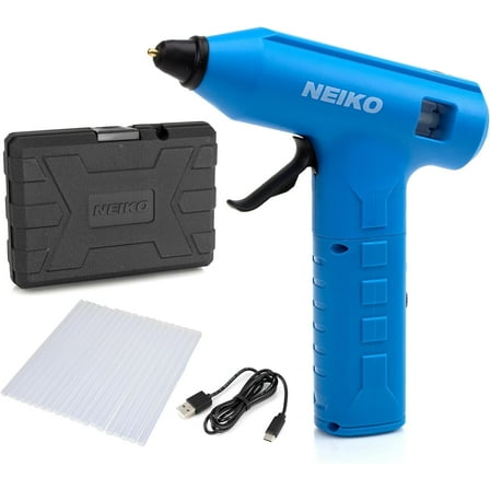 NEIKO 10582A Cordless Glue Gun, 20W Rechargeable Hot Glue Gun, 20 Glue Sticks Included, Wireless Anti Drip Nozzle Mini Glue Gun for Arts and Crafts, Mini USB Charging Port, Insulated Nozzle