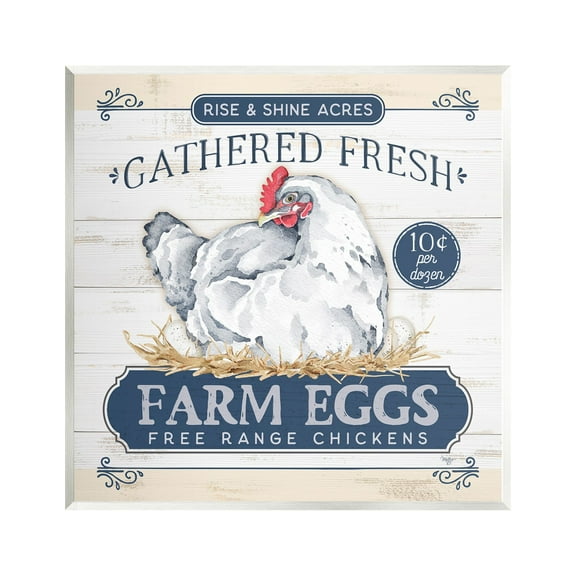 Stupell Industries Fresh Farm Eggs Rustic Animals & Insects Painting Unframed Art Print Wall Art, 12 x 12