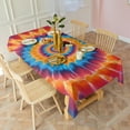 thumbnail image 3 of Colorful Tie Dye Concentric Circles Rectangle Tablecloth 60"x102",Waterproof Polyester Rectangle Table Cloth, Wipeable Spillproof Polyester Tablecloth for Dining, Camping, Indoor and Outdoor, 3 of 6