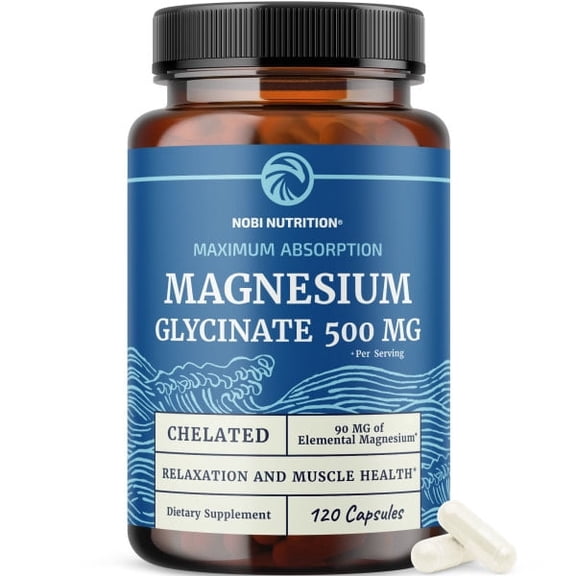 Magnesium Glycinate 500mg | High Absorption | Sleep, Muscle, Heart Health & Relaxation Support | Chelated Magnesium Supplement | 120 Capsules