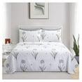 thumbnail image 4 of Ultra Soft Silky Deep Pocket Rich Printed Bedding Rayon from Bamboo All Season 4 Pieces Sheet Set with 2 Pillowcases, Grey Hydrangea Floral Pattern /Single Size, 4 of 8