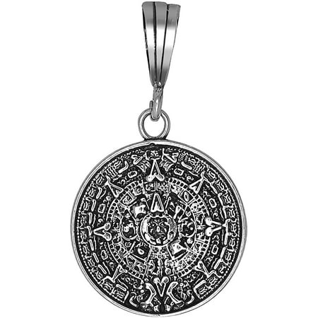 Ejewelryplus Sterling Silver Aztec Calendar Charm Pendant Necklace Ejewelryplus Sterling Silver Aztec Calendar Charm Pendant Necklace Antique Finish With 24 Inch Figaro Chain