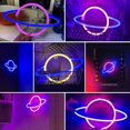 thumbnail image 5 of Letreros de neón, luces de planeta para decoración de paredes de dormitorio, luz de neón LED estética alimentada por batería y USB, 5 of 5