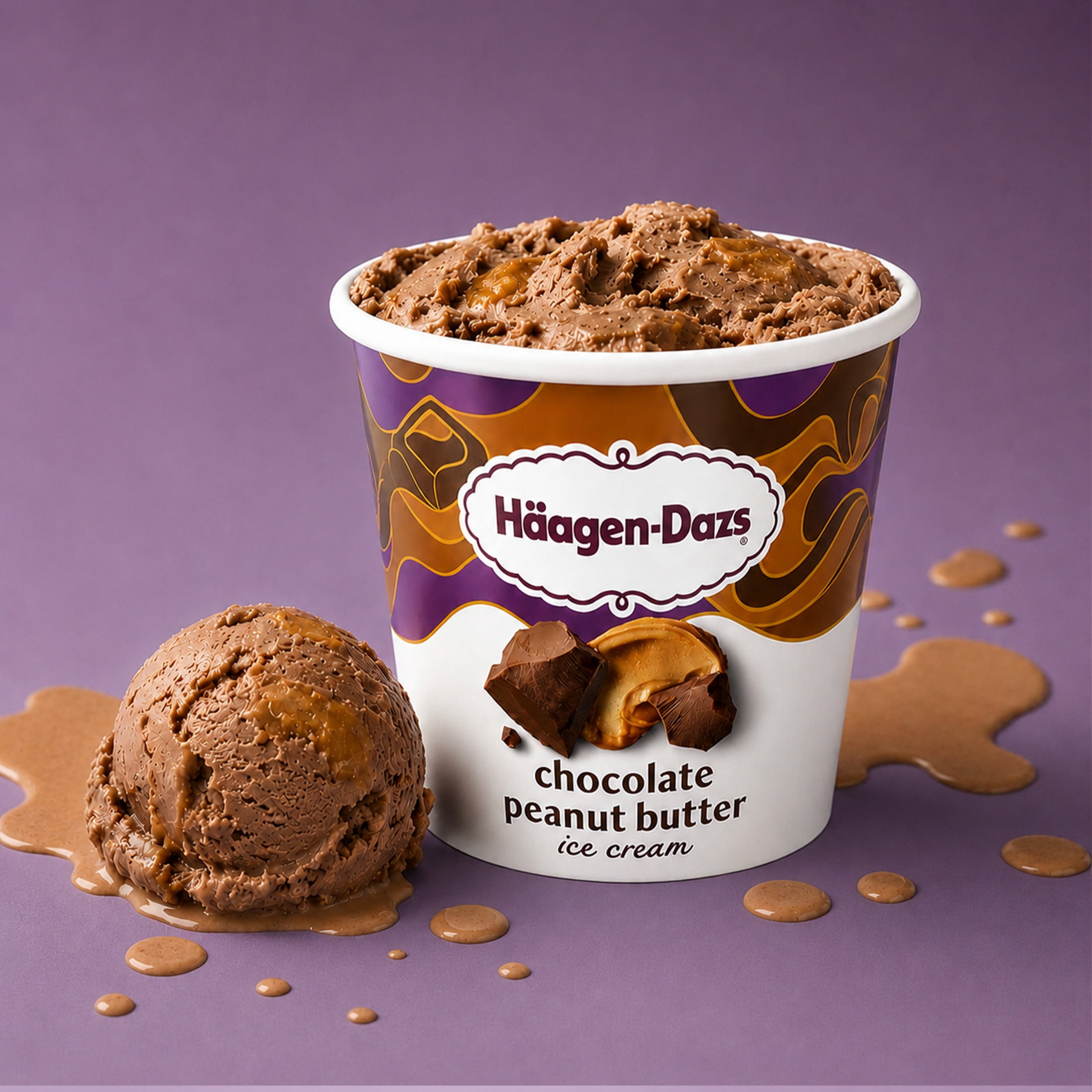 Haagen Dazs Chocolate Peanut Butter Ice Cream, Gluten Free, Kosher, 14 oz