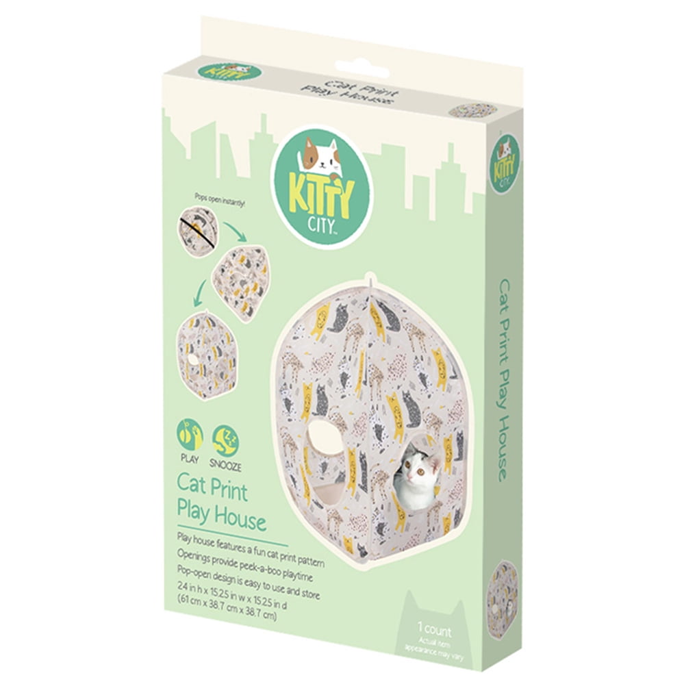 Kitty City Pink Cat Print Cat Play House and Condo
