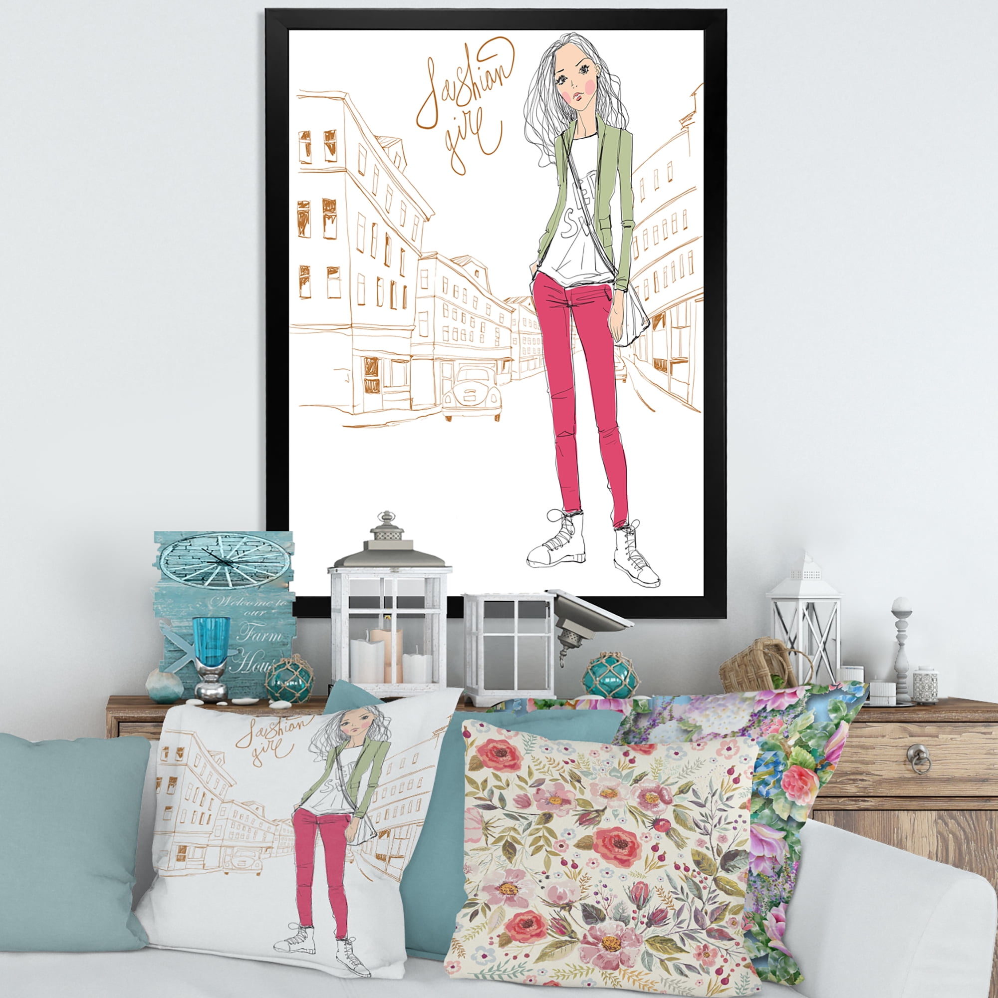 Designart 'Trendy Fashion Woman II' Children's Art Framed Art Print