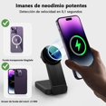 thumbnail image 4 of 3 En 1 Cargador Inalámbrico Magnético, Cargador Inalambrico, 15W Carga Rápida, Fuerza Magnética de 12N, Diseño Plegable, Compatible con Magsafe iPhon15/14/13/12/11Series/iWatch/AirPods Series., 4 of 16