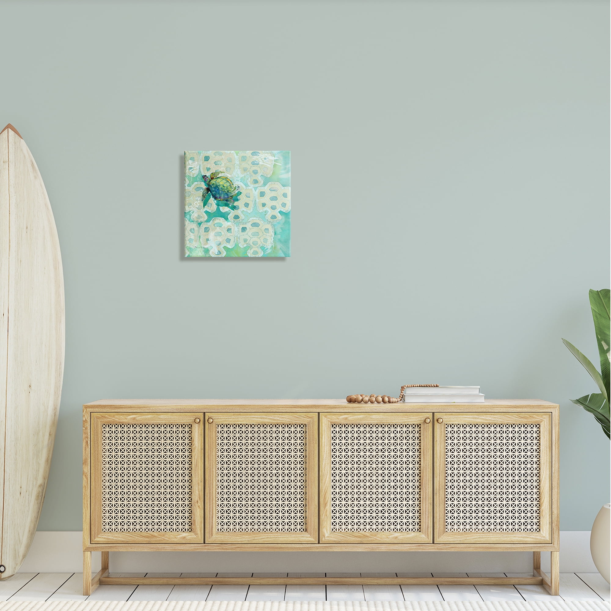 Stupell Sea Turtle Geometric Pattern Landscape Painting Gallery Wrapped Canvas Print Wall Art