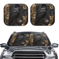 thumbnail image 2 of Easygdp Gothic Raven Portrait for 2 PCS Foldable Car Sun Shade Front Windshield Sun Protection Cover for Car, SUV, Truck-Small, 2 of 6